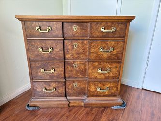 Burl Wood 4-Drawer Storage Chest