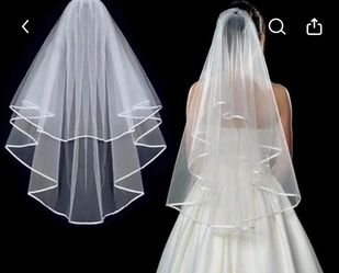 Beautiful 1 piece double layer bridal veil