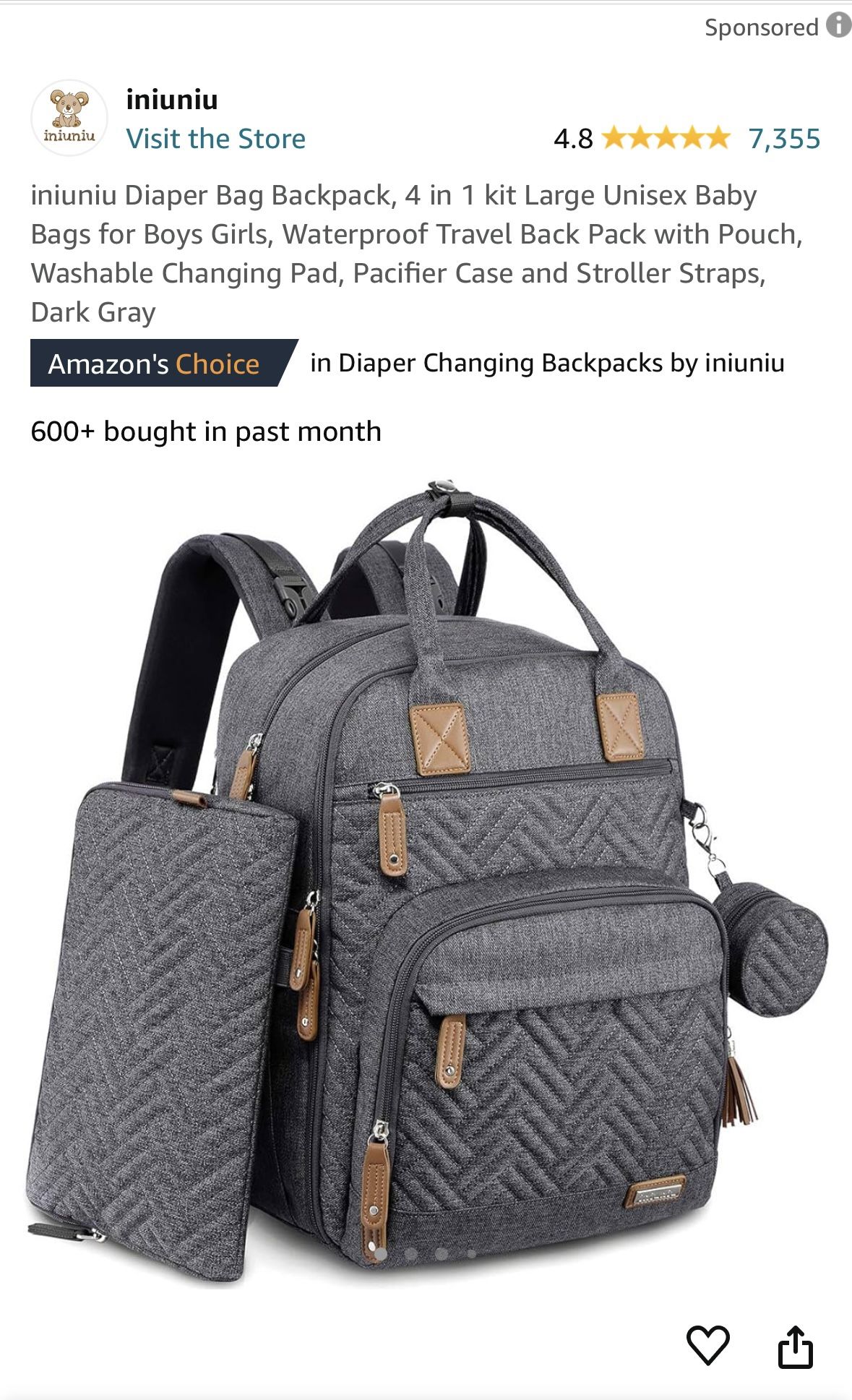 iniuniu Diaper Bag Backpack 4 in 1
