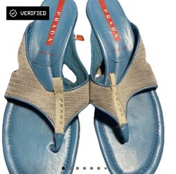 Prada Calzatura Donna PYB181 Sandals – Argento Blue – Women’s 9 (Archival)