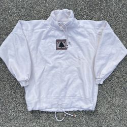 White Pullover Woven Sweatshirt