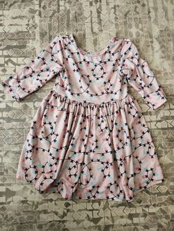 MILA & ROSE Christmas Lights 3/4 Sleeve Twirl Dress in Pink and White