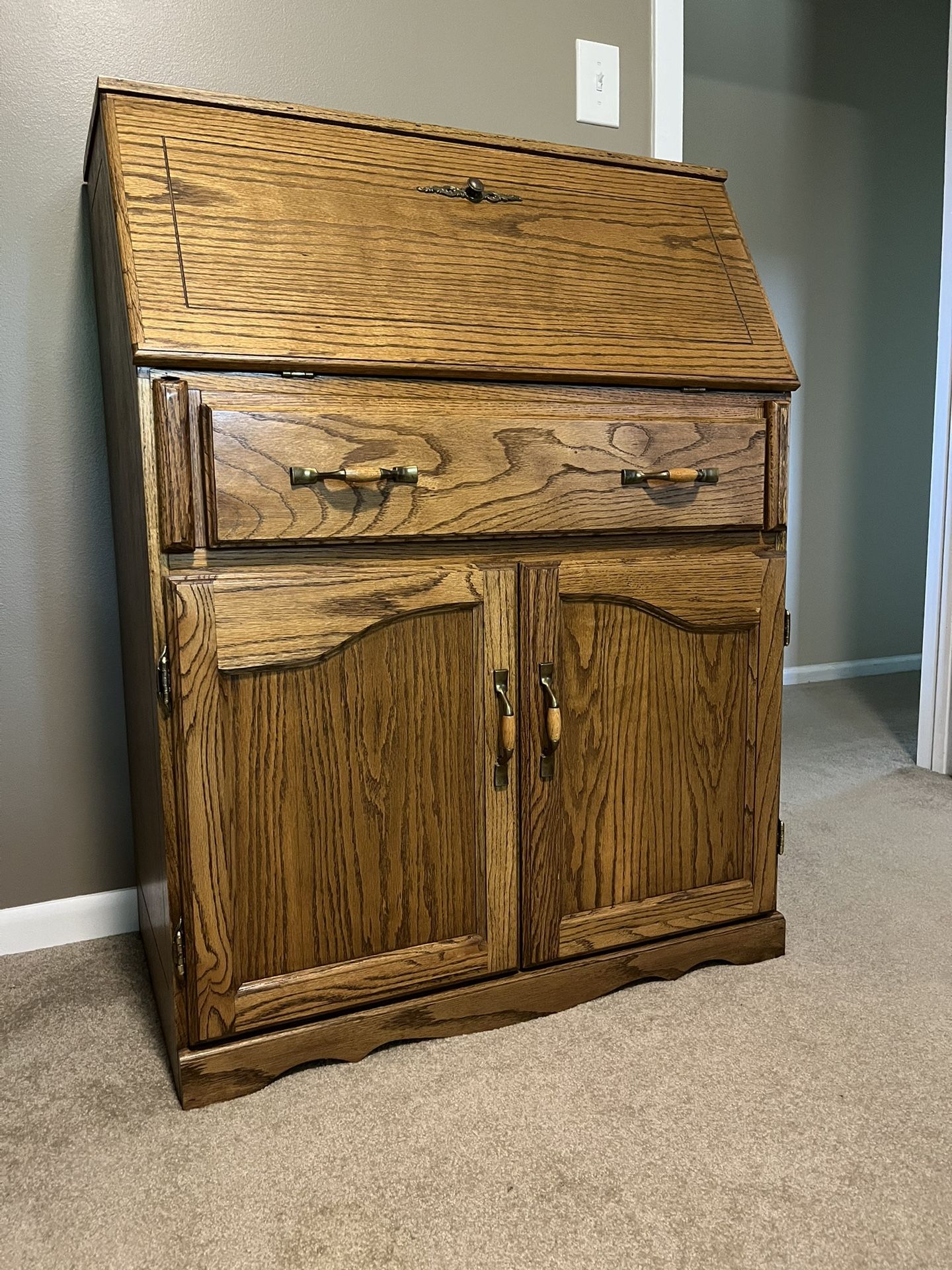 Solid Oak Secretary Desk