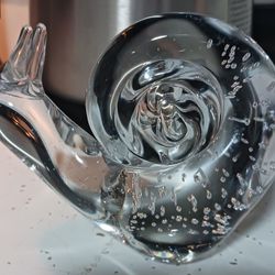 LEFTON ART CLEAR GLASS SNAIL FIGURINE/PAPERWEIGHT,  LISTED ON EBAY NOW FOR $46!