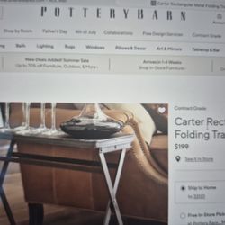 2 Brand New (Never Used) Iron Folding Tables From Pottery Barn