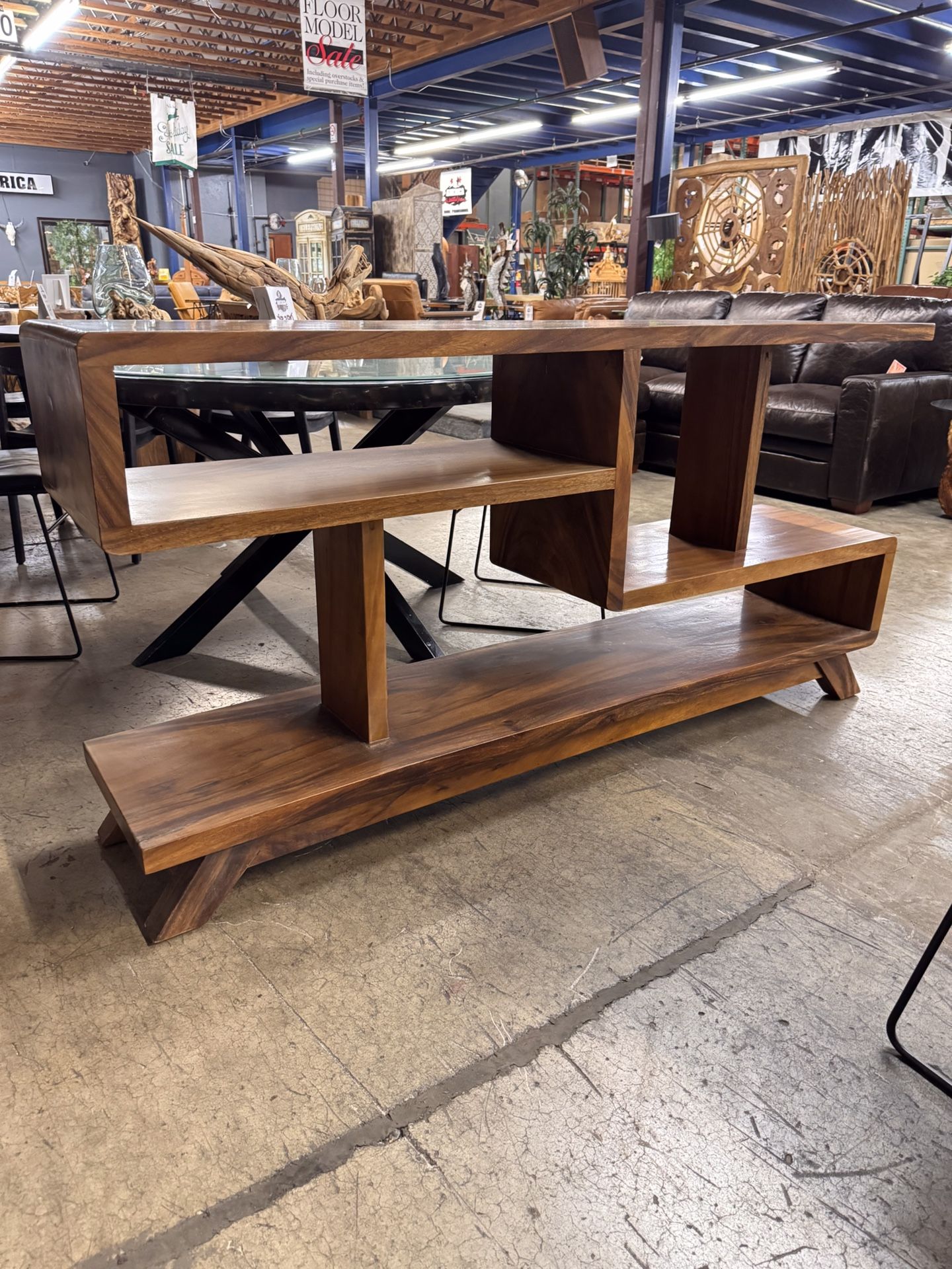 Solid Wood Abstract Buffet Console - Zigzag