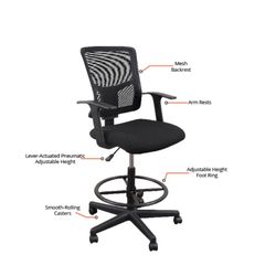 Sit to Stand Drafting Chair/Task Stool Computer black  Office Chair