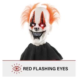 Haunted Hill Farm Clown Halloween Animatronic Tree Hugger with Movement, Sounds, Light-Up Eyes, and Attached Elastic Straps for Scary Outdoor Hallowee