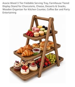 3 tier foldable tray display stand