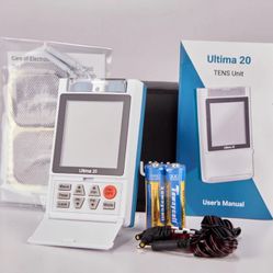 Ultima 20 TENS Unit Full Kit + 2 Bonus Packs of 4 Infiniti Reusable Electrodes