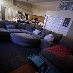 Huge Grey Couch With Ottoman 