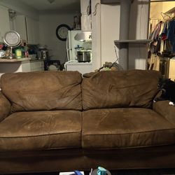  Brown microfiber couch . 