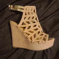 Beige Wedge Heels