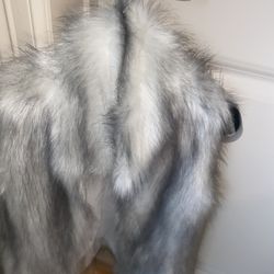 WHBM Grey & White Fur Vest 