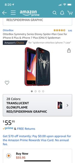 OtterBox Symmetry Series Disney Spider-Man Case for iPhone 8 Plus & iPhone 7 Plus (ONLY) Spiderman Glow in dark