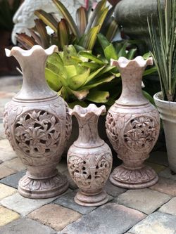 Marble Vases with intricate carvings