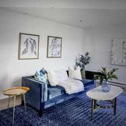 Sophisticated Blue Suede Couch