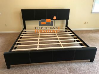 Brand New King Size Black Leather Platform Bed Frame (New In Box)