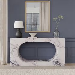 Fritzy 59 in. Engineered Stone Finish Marble Console Table with No Additional Features