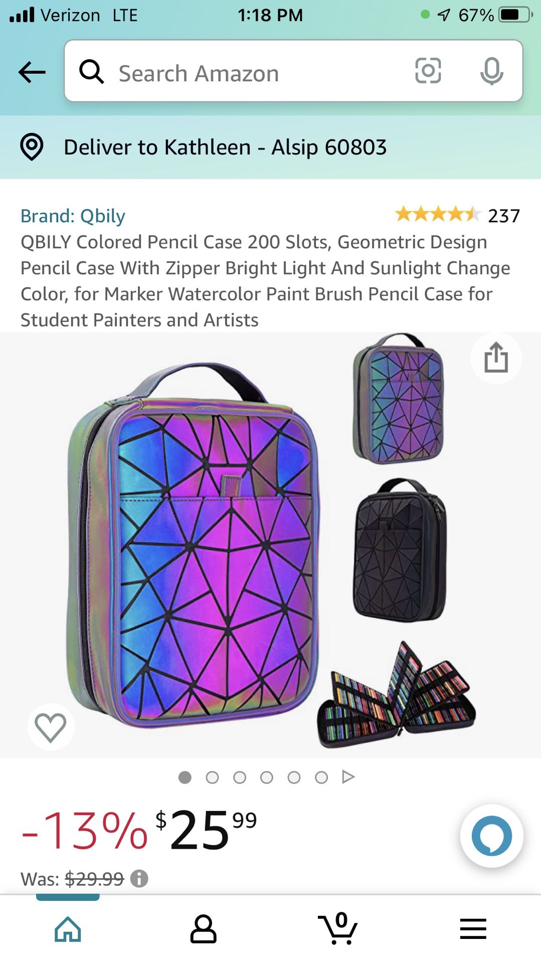 QBILY Colored Pencil Case 200 Slots, Geometric Design Pencil Case
