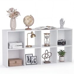 8 Cube Storage Organizer, Open Corner Bookshelf with Removable Back Panels for Living Room Bedroom Office, White