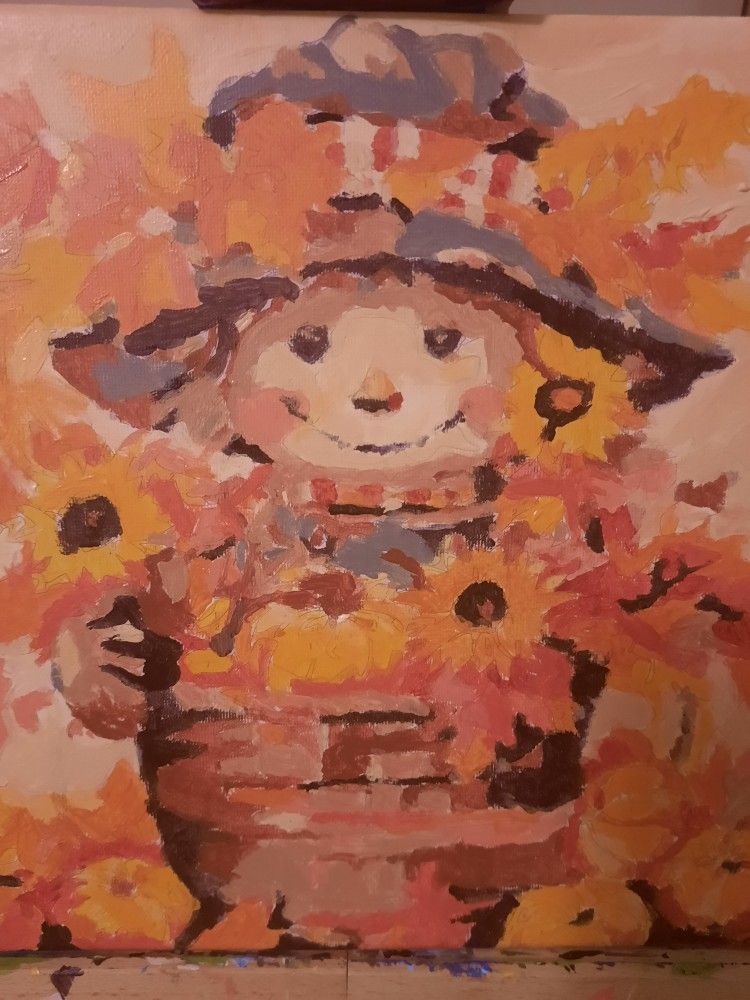 Framed Scarecrow Painting