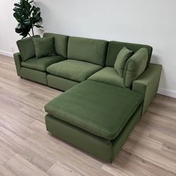 New Olive Green Velvet Cloud Couch Sectional