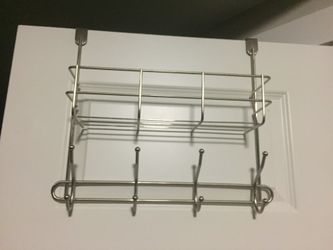 Over door storage rack organizer 8 hook 4 dual hooks chrome