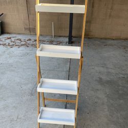 Foldable White Ladder Shelf 