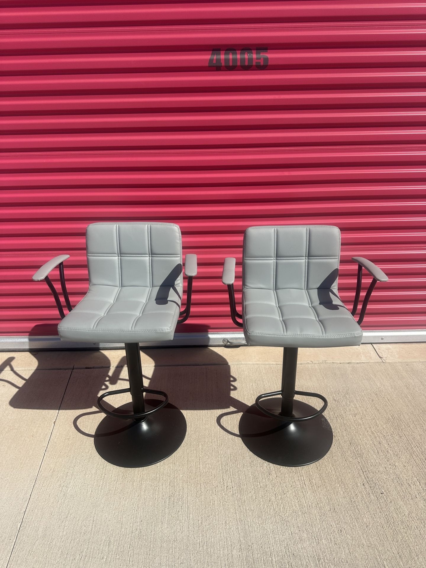 Gray Faux Leather Barstools
