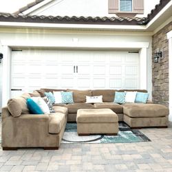 4 Piece U Shaped Sectional Sofa with Storage Ottoman 