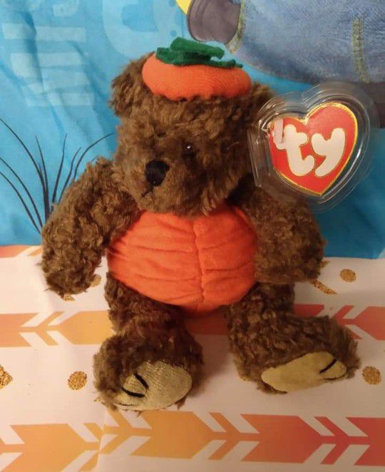Stuffed Animal Ty Bear W/ Pumpkin Peter 🎃 😍