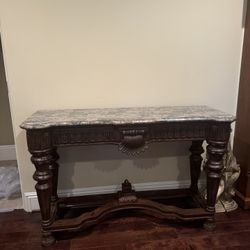 Wood And Granite Console Table 