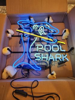 Real Neon Sign, Pool Shark 3 Color Neon, New In Box 18" H X 17" W