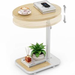 Adjustable Height Round Side End Table