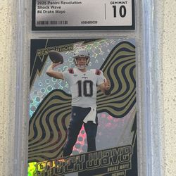 New England Patriots Drake Maye Shock Wave Panini NFL Card - Graded CGC 10