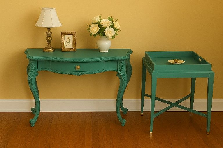 Refinished Lion Head Table In BILLIARD ROOM Green With Brass Accents