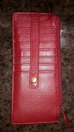 Lodis red leather mini credit card wallet