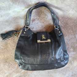 Vintage L.A.M.B. Gwen Stefani Black Leather Shoulder Bag