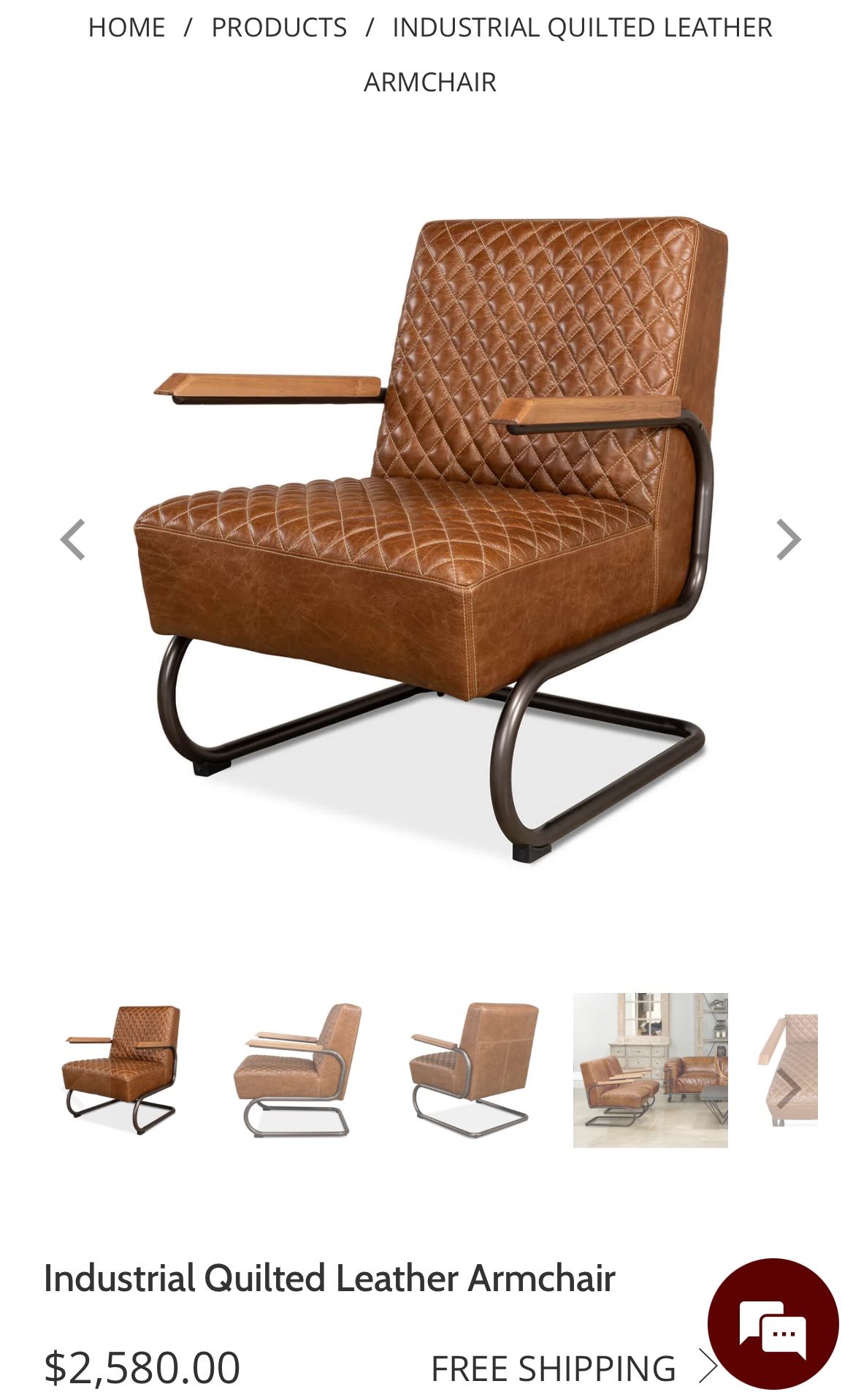 Industrial Style Quilted Leather Armchair