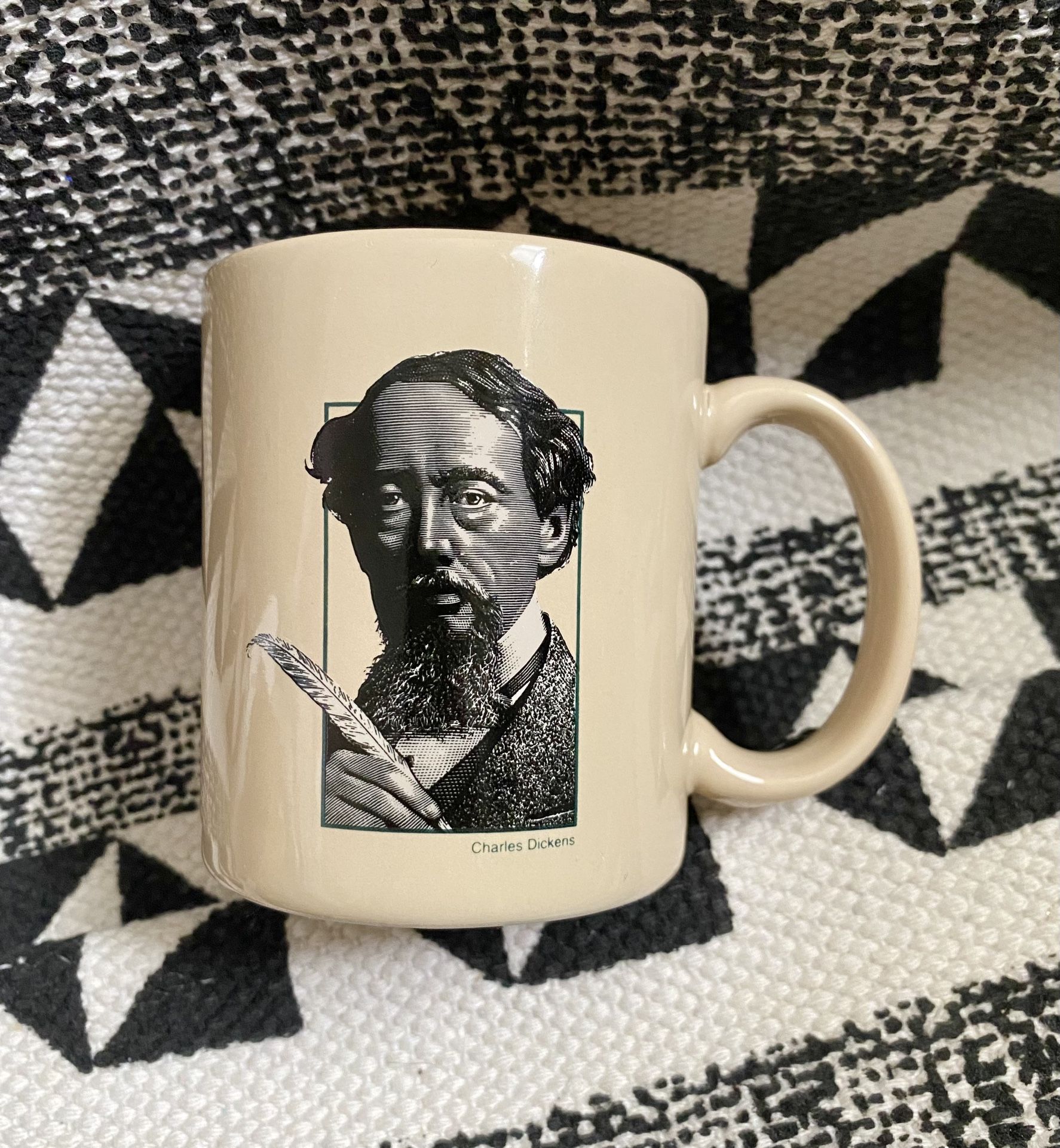 Vintage Barnes & Noble Coffee Mug Charles Dickens Author Pop Art Ceramic Cup