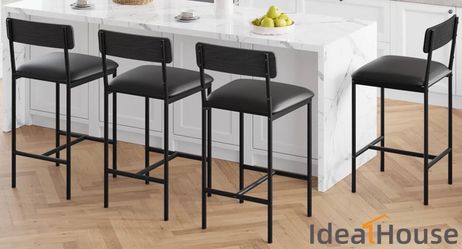 Bar Stools Set of 4, Kitchen Bar Stools Bar Chairs with Footrest