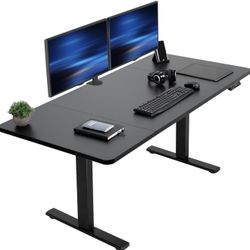 60 x 30 in Standing Desk with Full-Size Memory Height Adjustment, 1B Series, Holds 220 lbs, Black Top Black Frame, DESK
