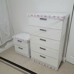 NEW CHEST AND ONE NIGHT STAND -- ASSEMBLED 