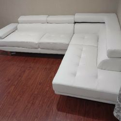 White Bonded Leather Sectional
