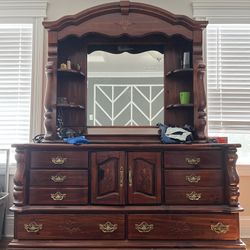 Giant Wooden Dresser With 2 Nightstands 