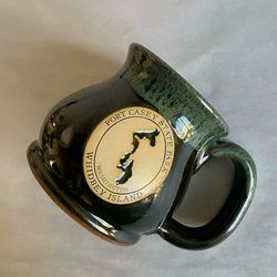 14-oz Fort Casey State Park Green Potbelly Souvenir Pottery Mug