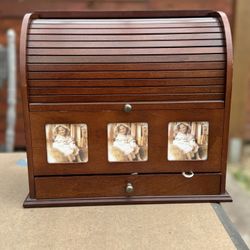 Wooden Rolling Desktop Organizer