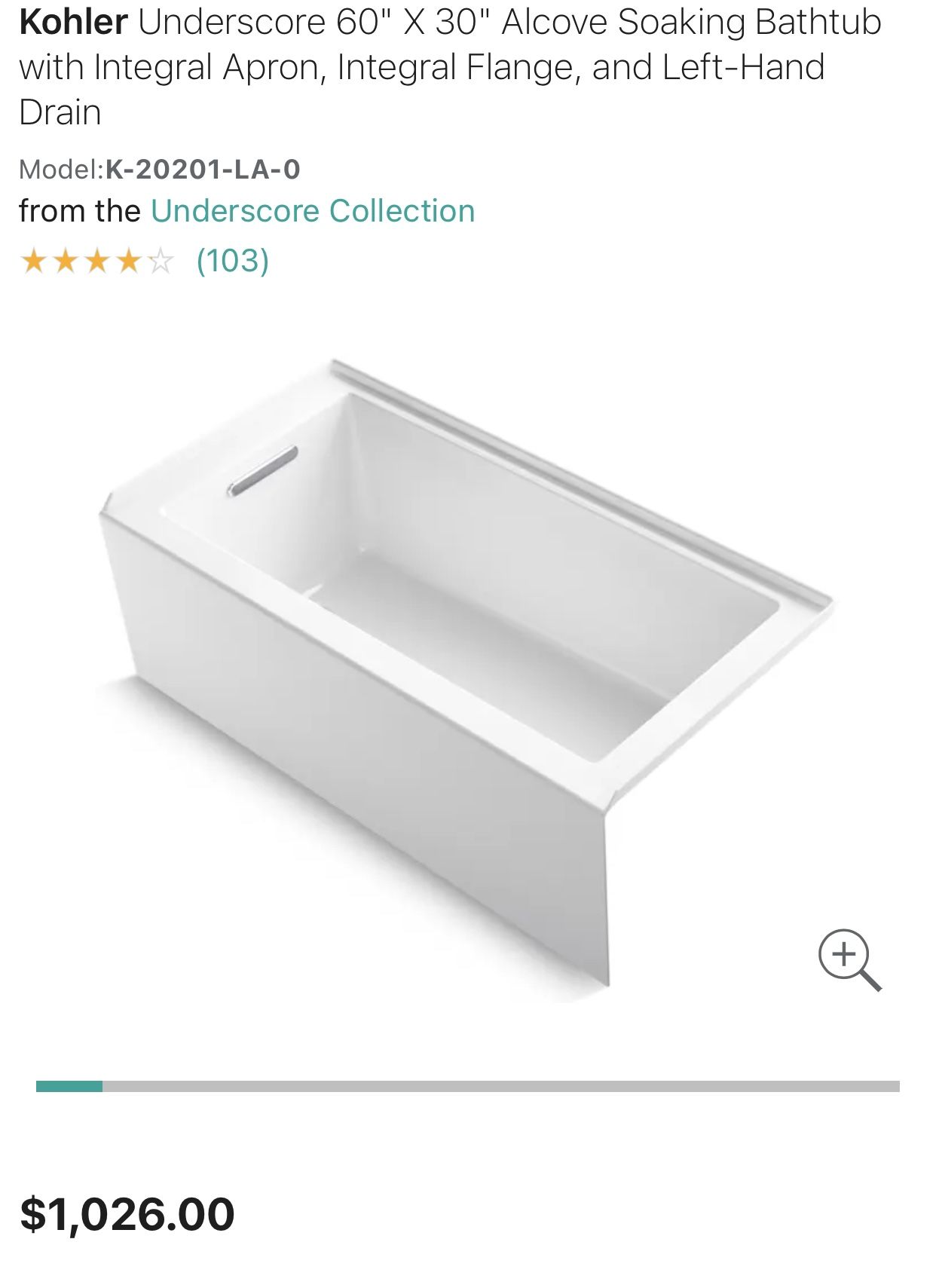 Kohler Underscore Tub