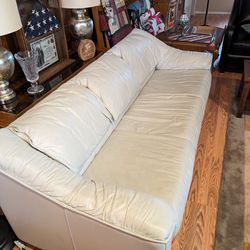 White Leather Couch Chair Ottoman 